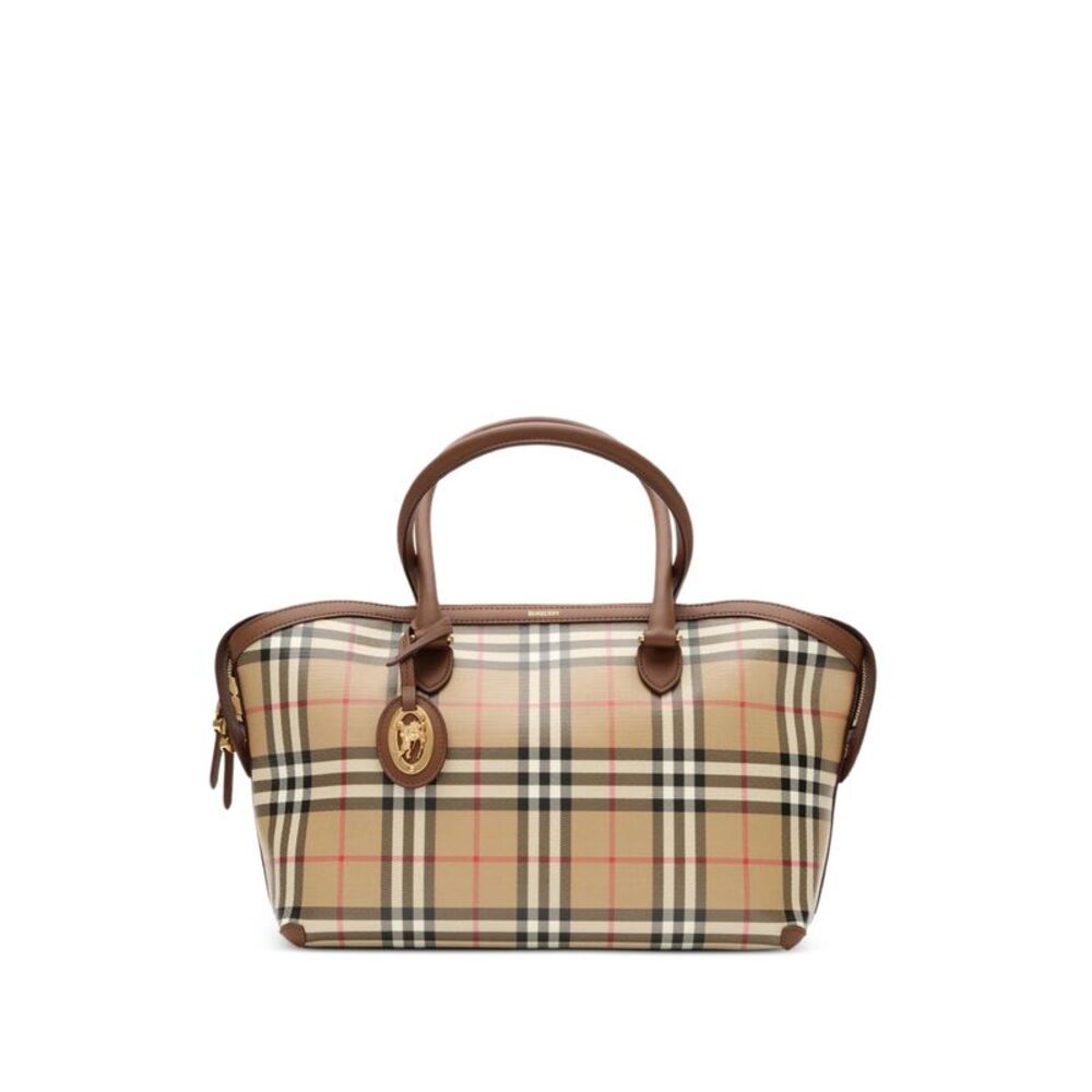 Burberry Women Small Check Zip Tote Bag